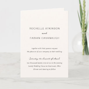 Rochelle Cream Modern Contemporary Elegant Wedding Invitation