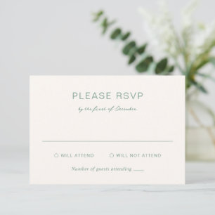 Rochelle Green Modern Contemporary Elegant Wedding RSVP Card