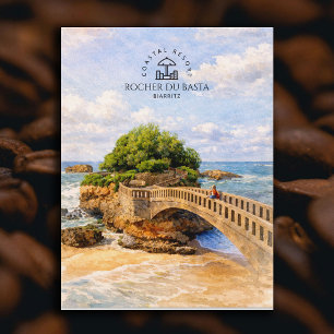 Rocher Du Basta, Coastal Resort Biarritz Elegant Postcard