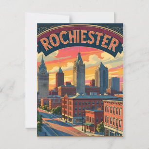 Rochester City Skyline New York USA Postcard