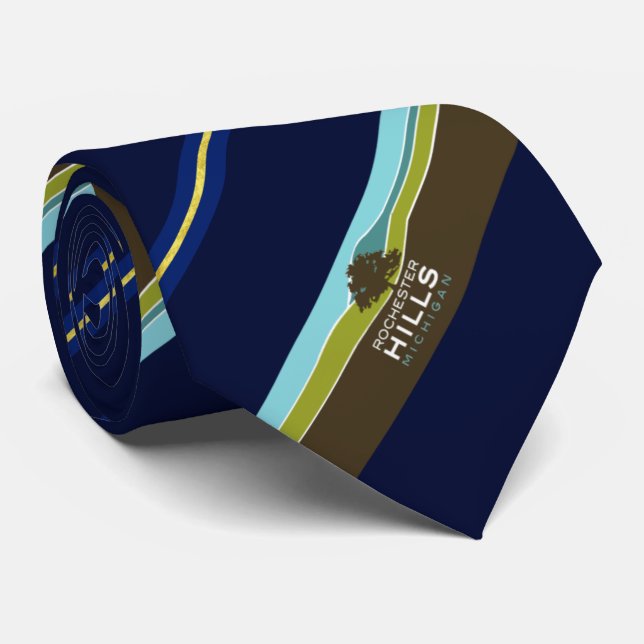 Rochester Hills (Michigan) city flag Neck Tie (Rolled)