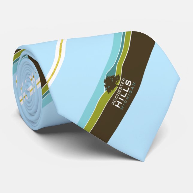 Rochester Hills (Michigan) city flag Neck Tie (Rolled)