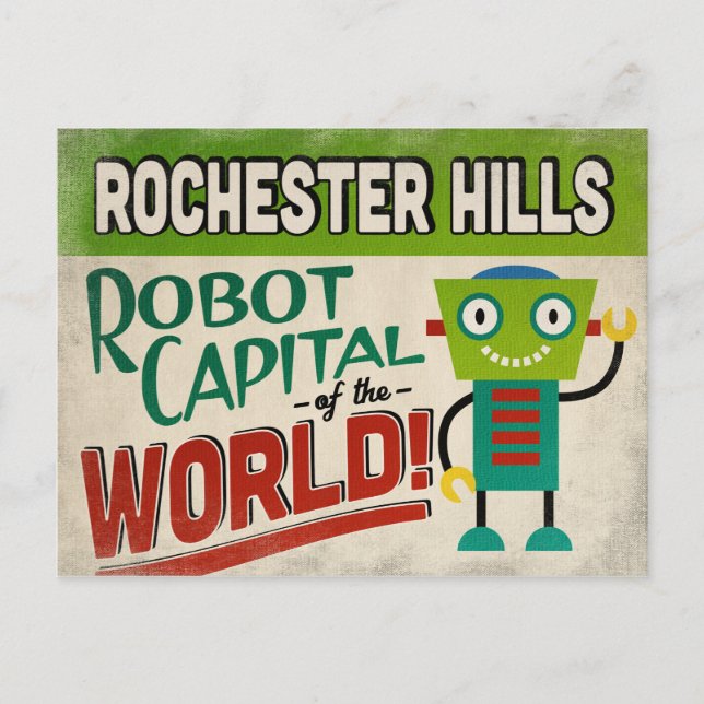 Rochester Hills Michigan Robot - Funny Vintage Postcard (Front)