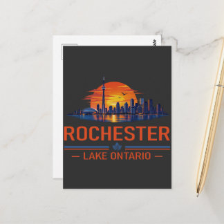 Rochester Lake Ontario Sunset Skyline Art Postcard