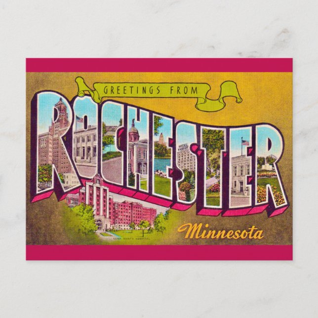 Rochester Minn Retro Postcard (Front)