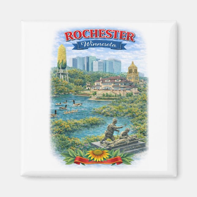 Rochester MN Minnesota Landmarks Magnet (Front)