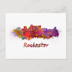 Rochester MN skyline in watercolor Postcard