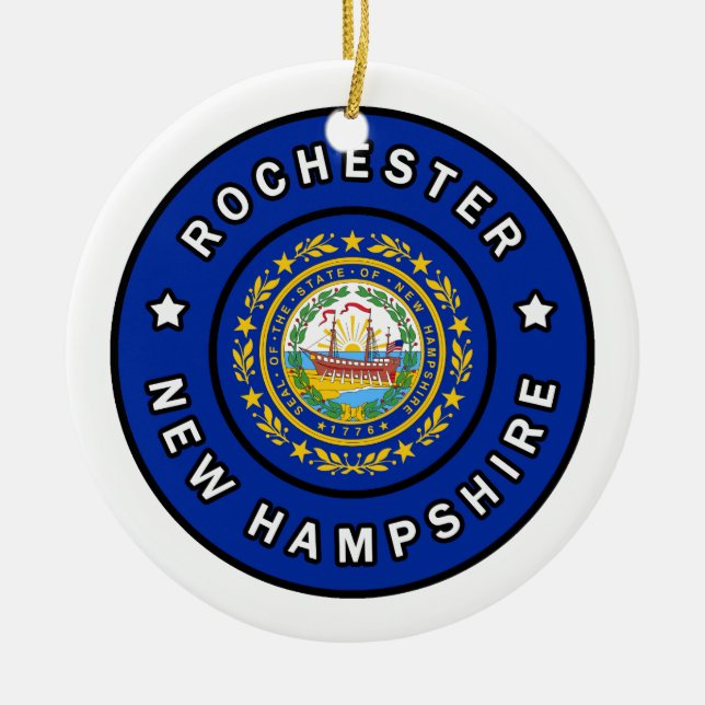 Rochester New Hampshire Ceramic Ornament (Front)