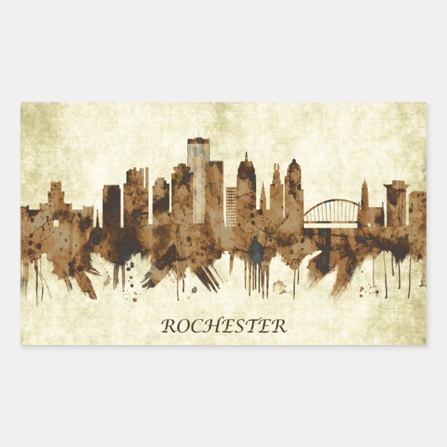 Rochester New York Cityscape Rectangular Sticker (Front)