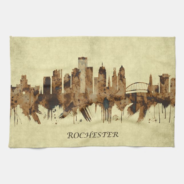 Rochester New York Cityscape Tea Towel (Horizontal)