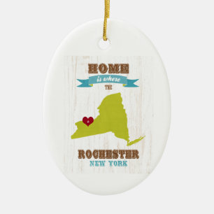 Rochester, New York Map – Home Is Where The Hear Ceramic Tree Decoration
