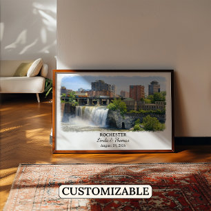 Rochester New York Poster, Watercolor, Custom Poster