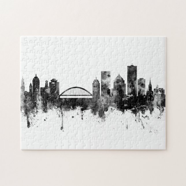 Rochester New York Skyline Black White Jigsaw Puzzle (Horizontal)