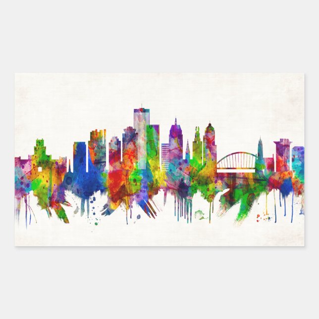 Rochester New York Skyline Rectangular Sticker (Front)