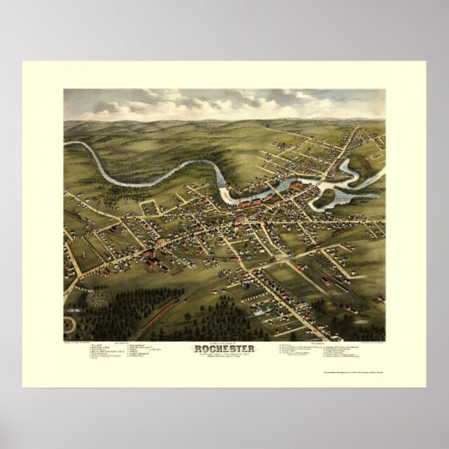 Rochester, NH Panoramic Map - 1877 Poster (Front)
