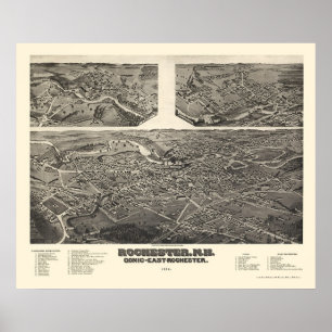 Rochester, NH Panoramic Map - 1884 Poster