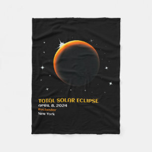 Rochester Solar Eclipse 2024 Totality April 8 Fleece Blanket