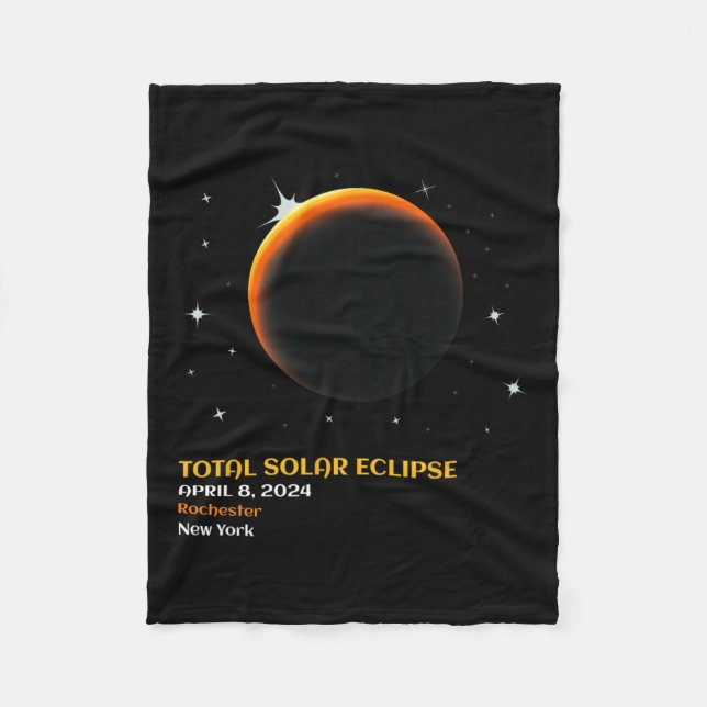 Rochester Solar Eclipse 2024 Totality April 8  Fleece Blanket (Front)