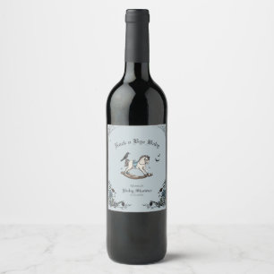 Rock a Bye Baby Gothic Baby Shower Blue Wine Label