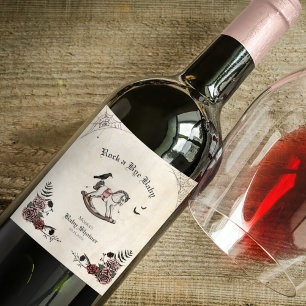Rock a Bye Baby Gothic Baby Shower Wine Label