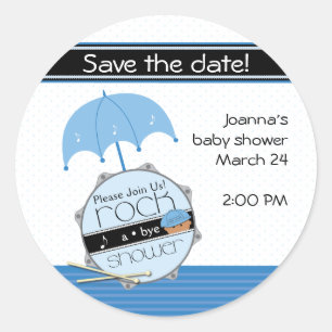 Rock a Bye Baby Shower Save the Date Sticker