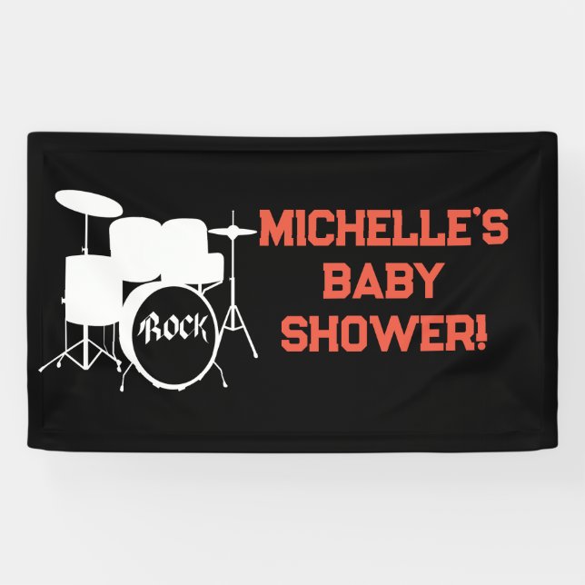 Rock a Bye Rock Star Guitar Baby Shower Banner (Horizontal)