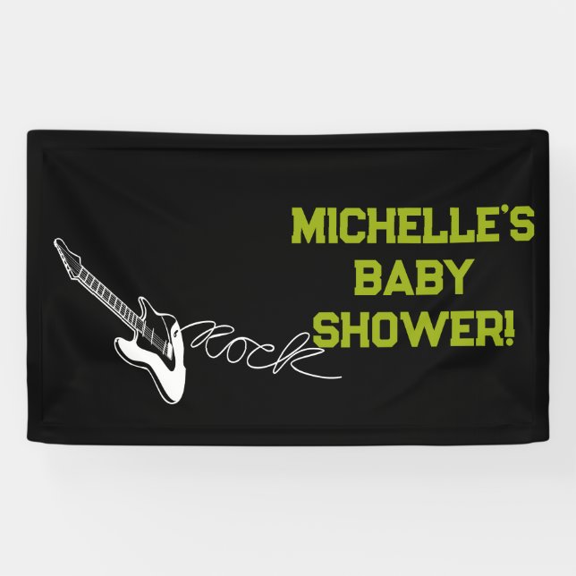 Rock a Bye Rock Star Guitar Baby Shower Banner (Horizontal)