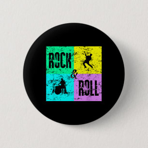 Rock & Roll Music Vintage Retro 80s Drums Guit 6 Cm Round Badge