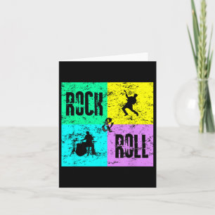 Rock & Roll Music Vintage Retro 80s Drums Guit Card