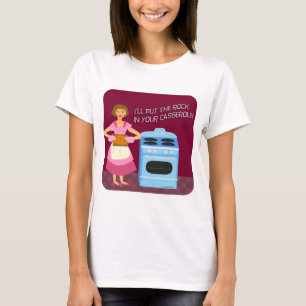 Rock and Casserole Cartoon Housewife Character T-Shirt