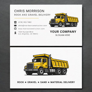 Rock and Gravel Delivery Dump Truck Business Card