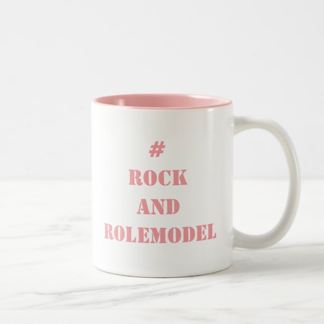 # Rock and Rolemodel - Pastel Pink editable.  Two-Tone Coffee Mug (Right)