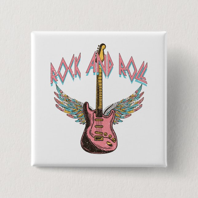 Rock and Roll 15 Cm Square Badge (Front)