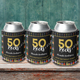 Rock and Roll 50th Birthday Party Custom Can Cooler