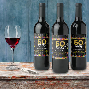 Rock and Roll 50th Birthday Party Custom Wine Label
