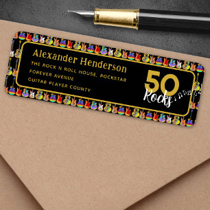 Rock and Roll 50th Birthday Party Return Address Label
