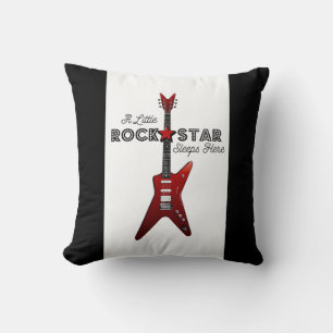 Rock and Roll Baby Rocker Kid Guitar Rockstar Thro Cushion
