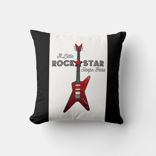 Rock and Roll Baby Rocker Kid Guitar Rockstar Thro Cushion (Front)