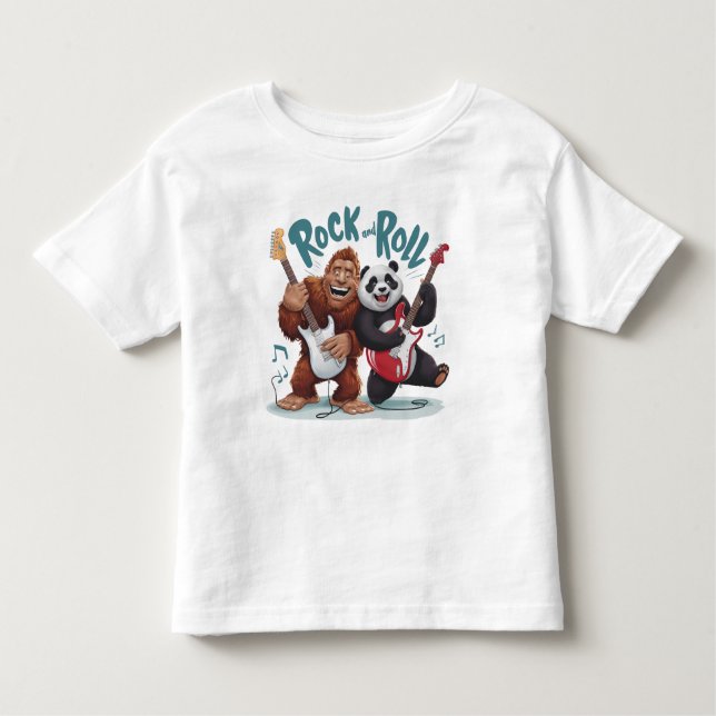 Rock And Roll BigFoot And Panda Jam Session Toddler T-Shirt (Front)