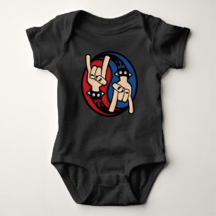 Rock and Roll Devil Horns Yin Yang Baby Bodysuit