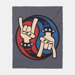 Rock and Roll Devil Horns Yin Yang Fleece Blanket
