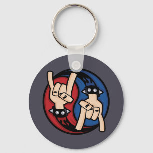 Rock and Roll Devil Horns Yin Yang Key Ring