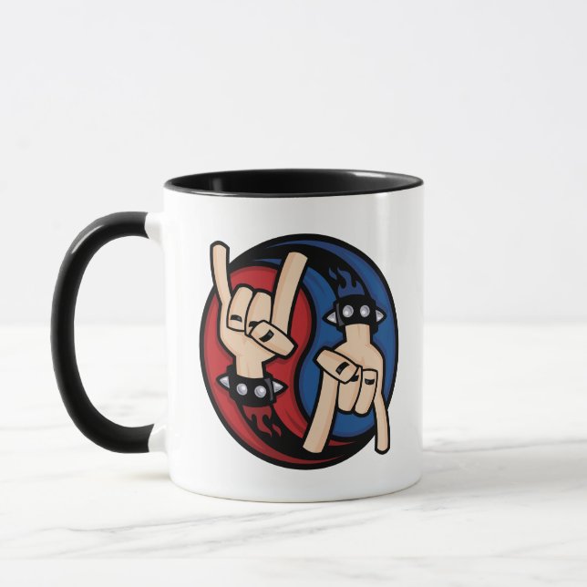 Rock and Roll Devil Horns Yin Yang Mug (Left)