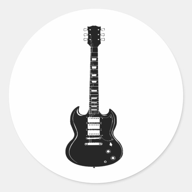 Rock and Roll electric and acoustic guitar Square  Classic Round Sticker (Front)