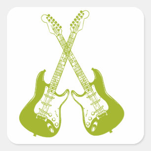 Rock and Roll electric and acoustic guitar  Square Sticker