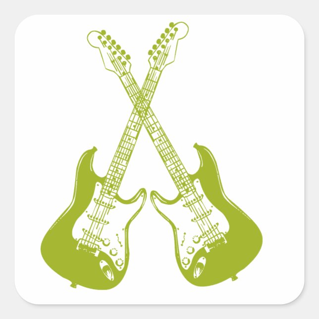 Rock and Roll electric and acoustic guitar  Square Sticker (Front)
