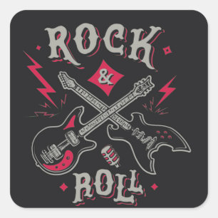 Rock and Roll electric and acoustic guitar Square Sticker