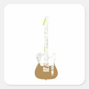 Rock and Roll electric and acoustic guitar  Square Sticker