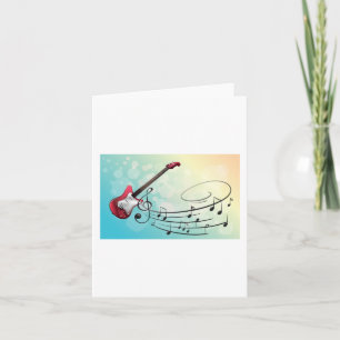 Rock and Roll Electric Guitar Swirling Music Notes