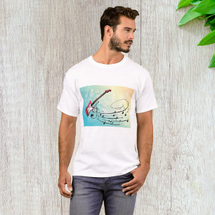 Rock and Roll Electric Guitar Swirling Music Notes T-Shirt
